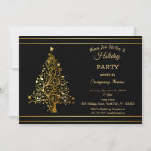 Black Gold Christmas Tree Corporate Holiday Party  Einladung (Vorderseite)