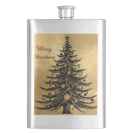 Black Gold Christmas Tree Flachmann (Vorderseite)