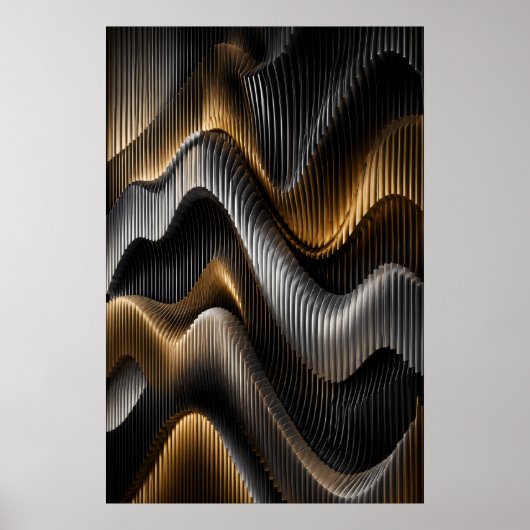 Black Gold Chrome 3D parametrisches Poster (Vorne)