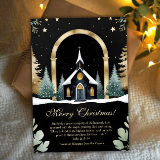 Black Gold Church Bible Verse Christian Christmas Feiertagskarte