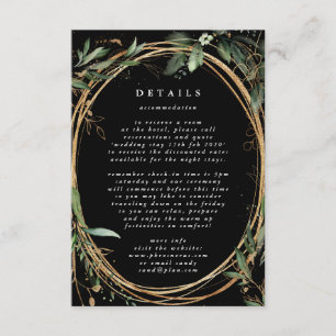 Black Gold Circle Frame Boho Botanische Eukalyptus Begleitkarte