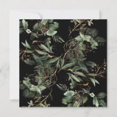 Black Gold Circle Frame Boho Botanische Eukalyptus Einladung (Rückseite)