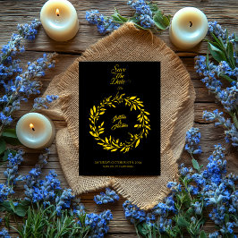 Black & Gold Circle Save the Date - Hochzeit Einladung