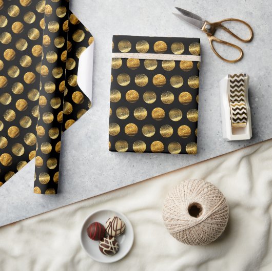 Black Gold Circles Elegant Geschenkpapier (Kunsthandwerk)