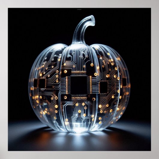 Black Gold Circuit Board Glass Pumpkin Poster (Vorne)