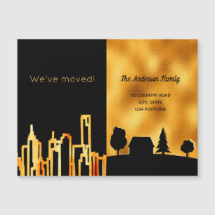 Black gold city country we moved announcement magnetkarte