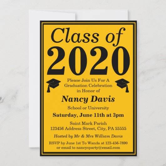 Black Gold Class 2024 Abschluss Foto Einladung (Vorderseite)