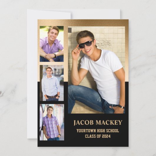 Black Gold Class 2024 High School Foto Ankündigung (Vorderseite)