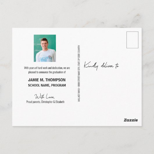 Black Gold Class 2025 Abschluss Foto Postkarte (Rückseite)