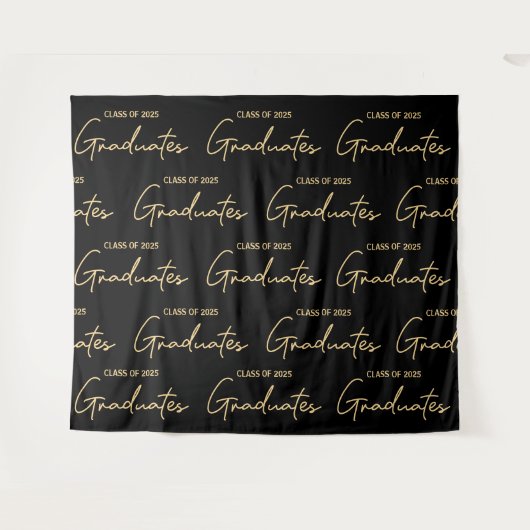 Black Gold Class 2025 Graduates Abschluss Wandteppich (Vorderseite (Horizontal))