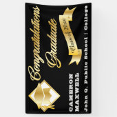 Black Gold Class Jahr Gratulation Graduate Banner (Vertikal)