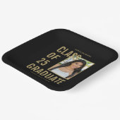 Black & Gold Class of 2025 Foto Graduation Party Pappteller (Gewinkelt)