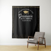 Black & Gold Class Of 2026 Graduation Backdrop Wandteppich (Beispiel)
