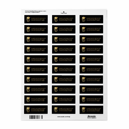 Black | Gold Class of 2026 Graduation Cap Label (Vorne)