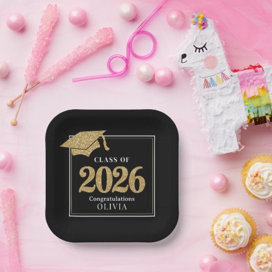 Black & Gold Class Of 2026 Pappteller (Party)