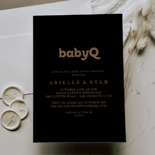 Black Gold Classic BabyQ Baby Shower Barbecue Einladung