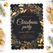 Black Gold Classic Elegante Weihnachtsfeier Einladung