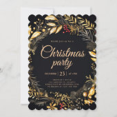 Black Gold Classic Elegante Weihnachtsfeier Einladung (Vorderseite)