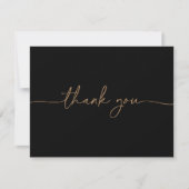 Black Gold Classic Flat Wedding Dankeskarte (Vorderseite)
