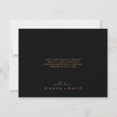Black Gold Classic Flat Wedding Dankeskarte (Rückseite)
