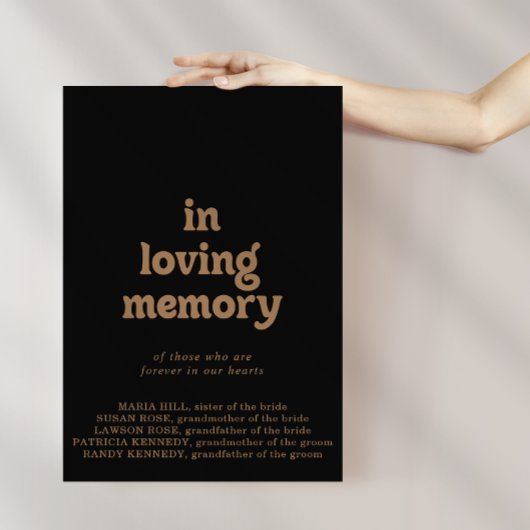 Black Gold Classic Minimal In Loving Memory Schild