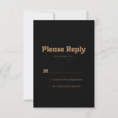 Black Gold Classic Minimal RSVP Karte (Vorderseite)