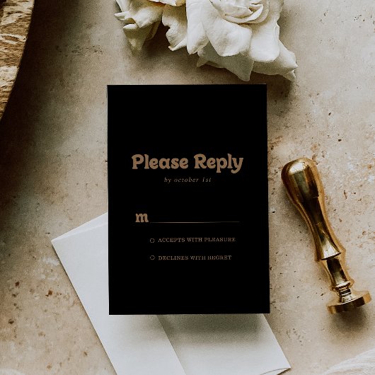 Black Gold Classic Minimal RSVP Karte