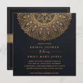 BLACK GOLD CLASSIC VERZIERT MANDALA BRAUTPARTY EINLADUNG (Vorne/Hinten)