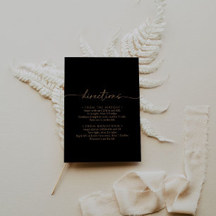 Black Gold Classic Wedding Directions Begleitkarte