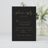 Black Gold Classic Wedding Menü UAWG RSVP Karte (Stehend Vorderseite)