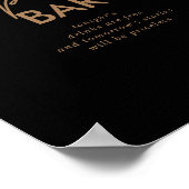 Black Gold Classic Wedding Open Bar Sign Poster (Ecke)