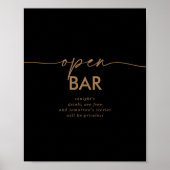 Black Gold Classic Wedding Open Bar Sign Poster (Vorne)