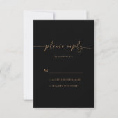 Black Gold Classic Wedding RSVP Karte (Vorderseite)