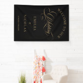 Black Gold Classic Wedding Welcome Sign Banner (InSitu)