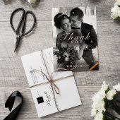 Black Gold Classy Wedding Foto Danke Postcard Postkarte
