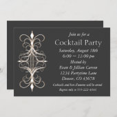 Black Gold Cocktail Party Einladung (Vorne/Hinten)
