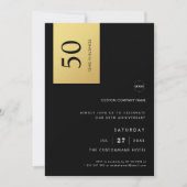 Black Gold Color Block Business Jubiläum Party Einladung (Vorderseite)