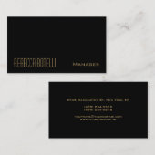 Black Gold Colors Monogram Manager Business Card Visitenkarte (Vorne/Hinten)
