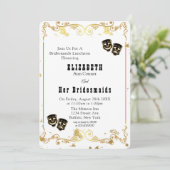 Black Gold Comedy & Tragedy Bridesmaids Luncheon Einladung (Stehend Vorderseite)