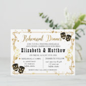 Black Gold Comedy und Tragedy Probe Dinner Einladung (Stehend Vorderseite)