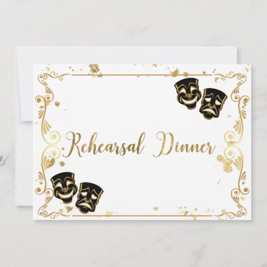 Black Gold Comedy und Tragedy Probe Dinner Einladung (Rückseite)