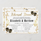 Black Gold Comedy und Tragedy Probe Dinner Einladung (Vorne/Hinten)