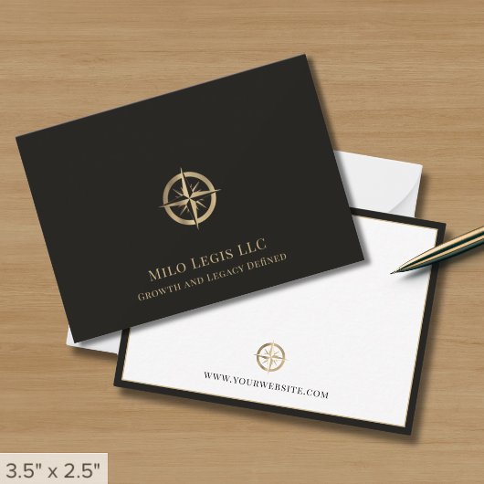 Black Gold Compass-Logo Mitteilungskarte