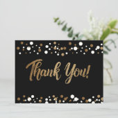 Black Gold Confetti 50. Geburtstag Custom Foto Dankeskarte (Stehend Vorderseite)