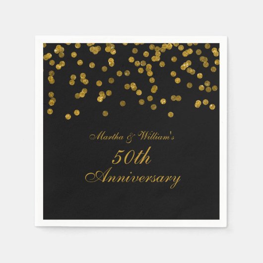 Black Gold Confetti 50 Jahre alt Serviette (Vorderseite)