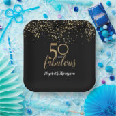Black Gold Confetti 50 und fabelhafte 50. Geburtst Pappteller (Party)