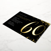 Black Gold Confetti 60. Geburtstag Folieneinladung (Gedreht)