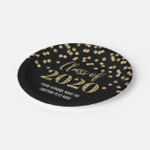 Black Gold Confetti Abschluss 2020 Pappteller (Schrägansicht)