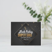 Black & Gold Confetti Black Friday Super Sale Postkarte (Stehend Vorderseite)