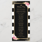 Black Gold Confetti Blush Pink Floral Wedding Programm (Rückseite)